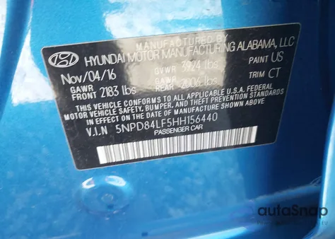 2017 Hyundai Elantra Value Edition из США, поврежденный, VIN 5NPD84LF5HH156440